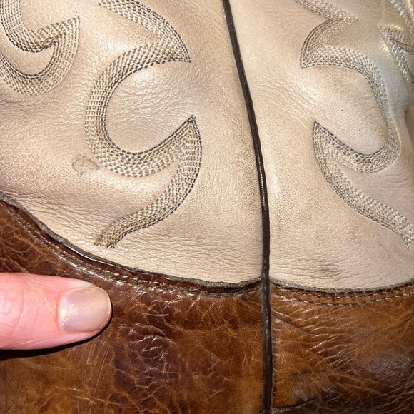 Nocona Boots Cowboy men size 10 EE cream khaki and brown - Picture 12 of 17